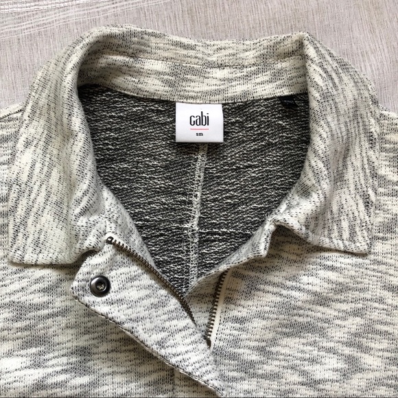 Cabi Neo Gray / White Heathered Knit Moto Jacket | Style #5102 Size Small - Picture 8 of 11